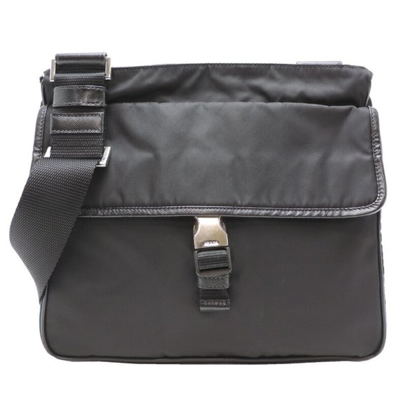 Prada Triangle Men's Shoulder Bag in Black Nylon - Picture 1 of 10